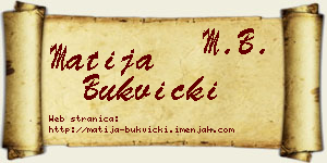 Matija Bukvički vizit kartica